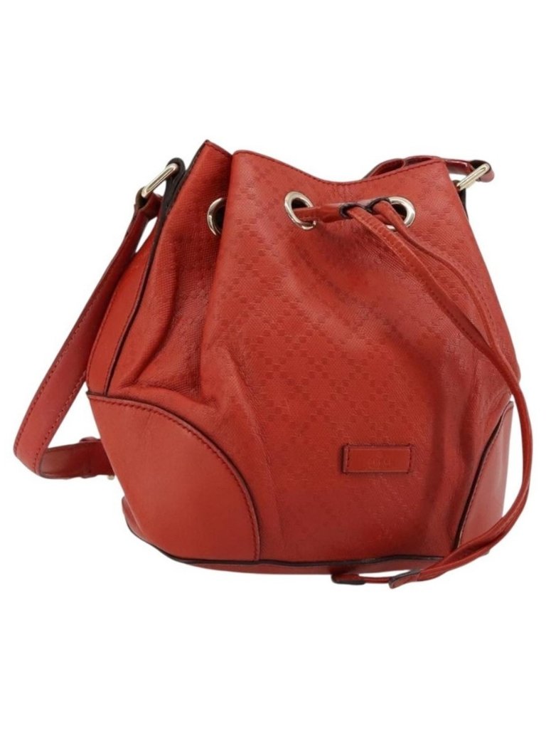 Authentic Gucci Diamante Shoulder Bag Leather Red Gold 354229